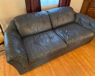 Blue leather sofa 