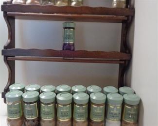 vintage McCormick hanging Spice Rack with 23 original spice bottles