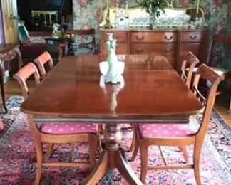 Mahogany Dining Table and Six Chairs ( one leaf) 