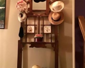 Oak Hall Tree w/ Hats 