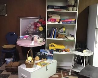 Cafe Table Pink Laminate, Painted Trunks