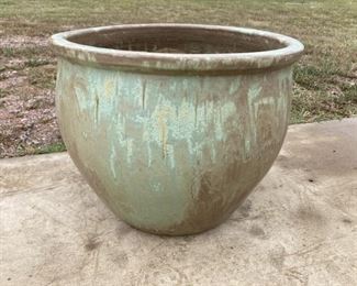 Large Greenish-Brown Ceramic Planter