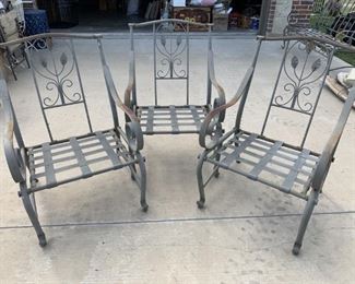 (3) Metal Patio Chairs