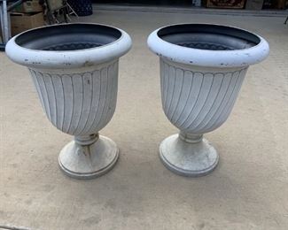 Two Plastic Urn Style Planters
