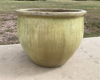 Large Yellowish-Green Ceramic Flower Pot