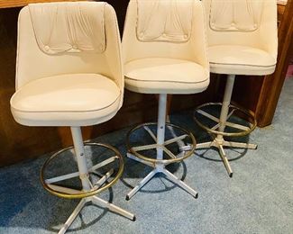 Three Mid Century Modern Admiral Swivel Bar Stools Barstools 
