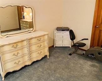 Vintage Bonnet By Sears French Provincial  Bedroom Furniture - Dresser / Mirror; Stamina Silent Magnetic Resistance 4755 Exercise Equipment; Small Corner Cabinet; DVD/VHS Combo Player 