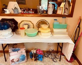 Vintage Tupperware ; Pitchers ; Birdhouse ; Swiffer ; Flower Decor 