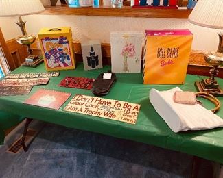 Bill Blass Barbie, Classique Evening Sophisticate Barbie, Partylite, Vintage Fashion Doll Trunk, Vintage Barbies, Metal / Tin Signs, NWT Calvin Klein Fanny Pack, Coach Wallet, Lamps 