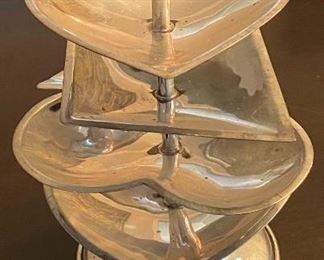 Sterling Silver Spade, Club, Heart, Diamond Ashtray Set 