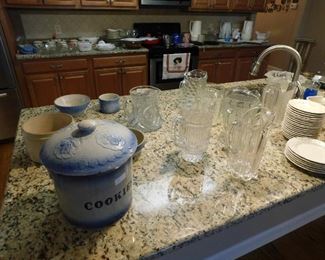 Vintage crockery and glassware.