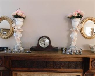 clock and decorative items.