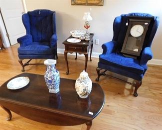 Nice Queen Ann Wingback chairs and tables.