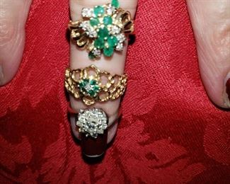 14kt gold, diamonds and emeralds