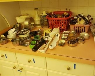 Kitchen utensils, vintage jello molds, vintage cookie cutters