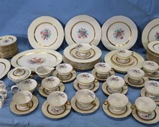 17 - Set of 66 piece Haviland fine china with gold enamel paint and roses