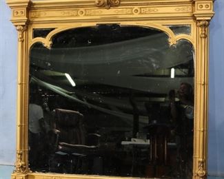 98 - Gold gilded Victorian over the mantle mirror, 62 in. T, 63 in. W.