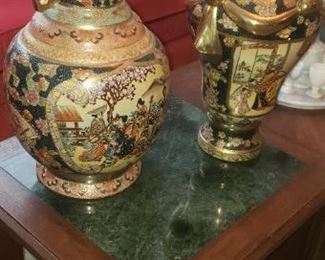 Large vintage china vase with urn-like pot ... this is a matching set