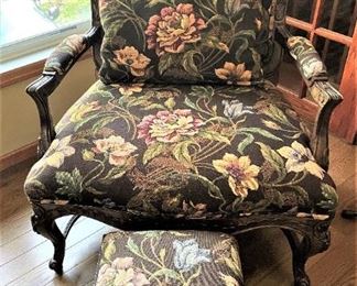 Tapestry chair and footstool