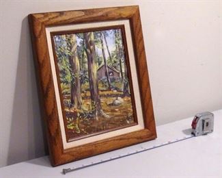 ORIGINAL Trees Cabin Oil Painting