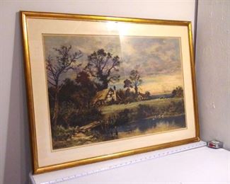 Antique 1902 HandColored Cottage Engraving