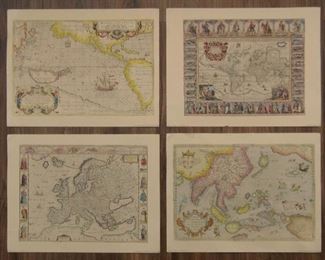 Four Antique Map Replicas