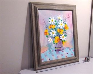 ORIGINAL Mod Flower Arrangement Oil Painting