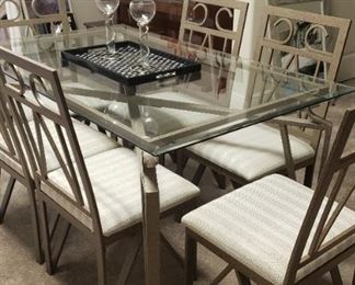 Table chairs, glass/iron