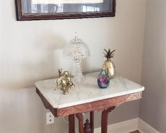 Art, marble top table, decor