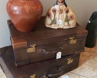 Leather luggage, Southwest pottery