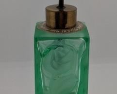 29 - Irving W. Rice Glass Intaglio Cut Perfume Bottle 4 3/4" tall Atomizer
