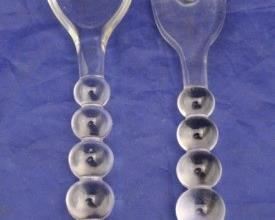 34 - Candlewick Glass Matching Spoon & Fork Set 9 1/4" long
