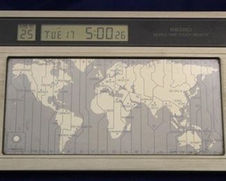 68 - Seiko World Time Touch Sensor Desk Clock 7 3/4" x 5 1/4"
