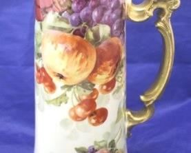 120 - Higgins Limoges Hand Painted Tankard 11 1/2" tal