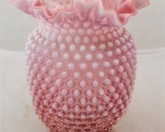 142 - Fenton Cranberry Hobnail Vase 8" tall
