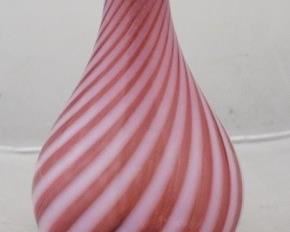 148 - Fenton Cranberry Swirl Glass Vase 10 1/2" tall
