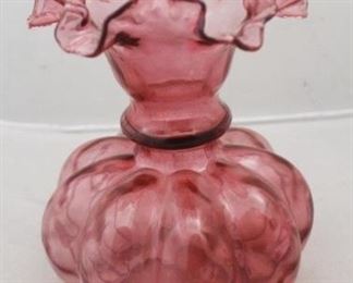 149 - Fenton Cranberry Glass Vase 8" tall
