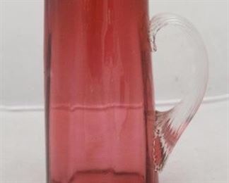 151 - Cranberry Glass Pitcher 8 1/4" tall
