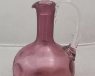 156 - Cranberry Glass Cruet 9 1/2" tall
