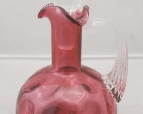 157 - Cranberry Glass Cruet 6 1/4" tall
