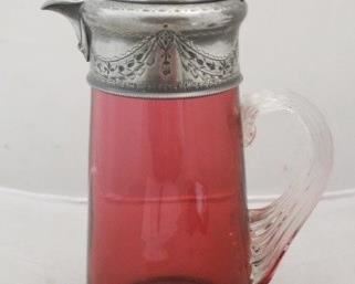 163 - Cranberry Glass Tankard/Pitcher 11 1/2" tall
