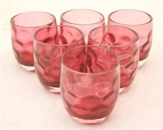 171 - Set of 6 Cranberry Glasses 2 1/4" tall
