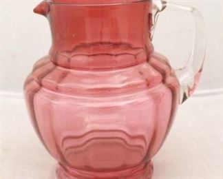 172 - Cranberry Glass Pitcher 7" tall
