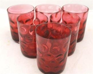 205 - Set of 6 Cranberry Glass Tumblers 4 3/4" tall

