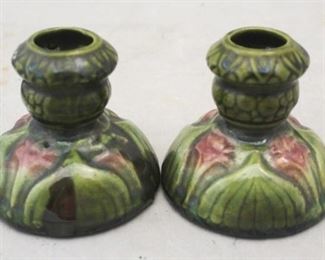 215 - Art Pottery Candle Holders - 2 pcs 3 1/4" tall
