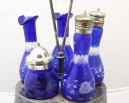 231 - Bohemian Cobalt Blue Glass Caster Set 15" x 16"

