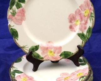 252 - 8 Franciscan Desert Rose Plates (as is, cracked) 9 1/2" round
