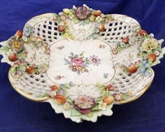268 - German Reticulated Porcelain Footed Bowl 18" round
