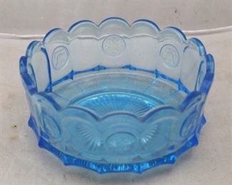 297 - Fostoria Blue Coin Glass Bowl 7 1/2" round
