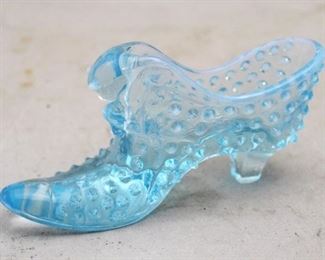 309 - Fenton Blue Glass Shoe 6" long
